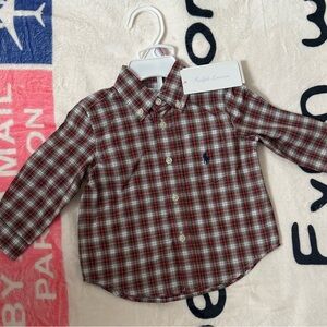 Ralph Lauren Kids Plaid Shirt - Red and White baby Size 9 Months New